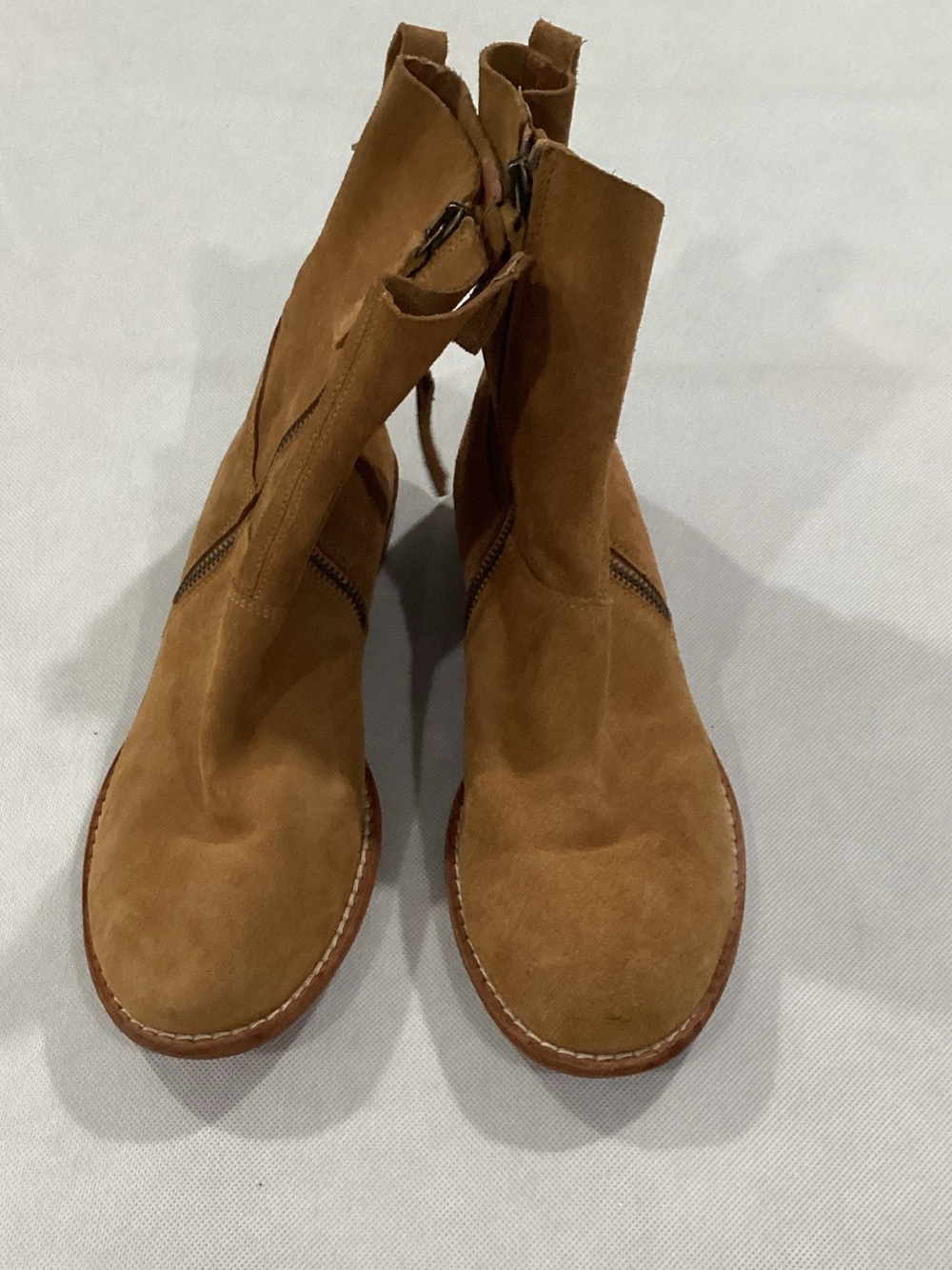 Modern Vintage Women's Cognac Suede Ankle Booties